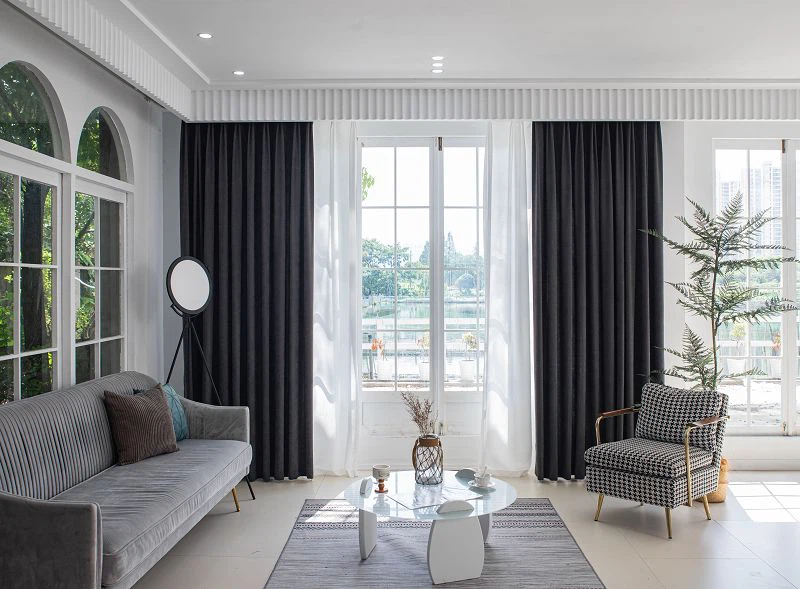 پارچه پرده برس جامد ساده